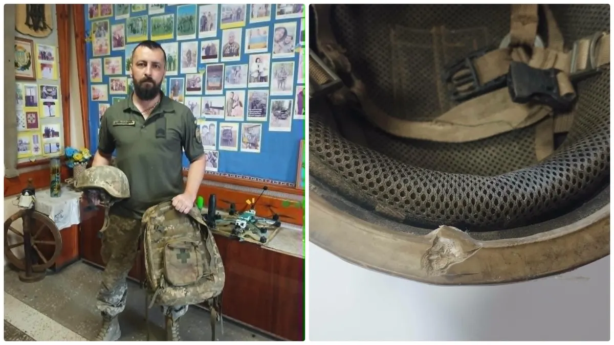 Шолом із трьома слідами від куль передали в музей на Волині