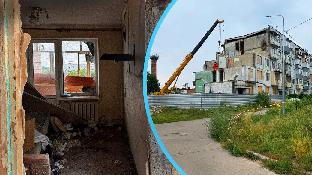 У Полтаві демонтують зруйнований ракетою під'їзд на Баленка, 7